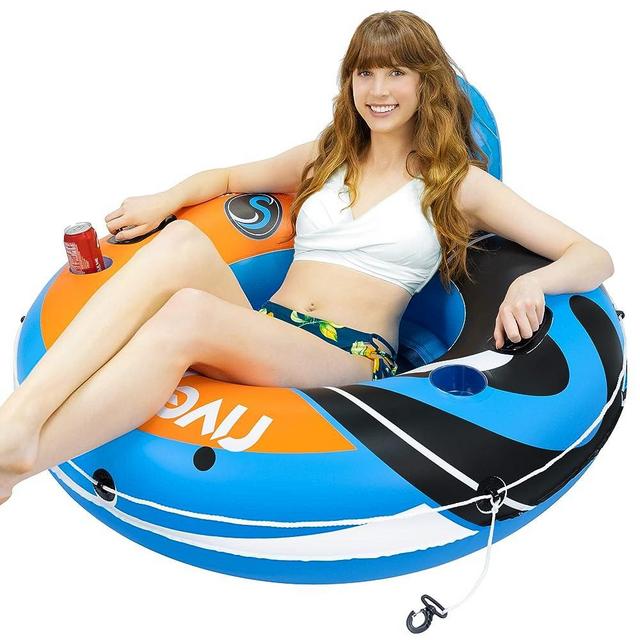 2023 New & Upgraded Sunlite Sports Heavy Duty River Tube Inflatable, Premium Water Float to Lounge Above Lake and River, Outdoor Water Raft Sport Fun, Recreational Use