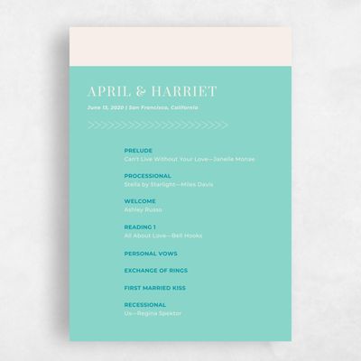 Aqua, Blue Wedding Program - Perch