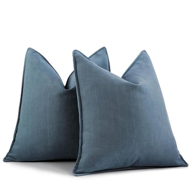 ZWJD Dusty Blue Pillow Covers 20x20 Set of 2 Chenille Throw Pillow Covers with Elegant Design Soft and Luxurious Decorative Throw Pillows for Couch, Bed, and Home Decor