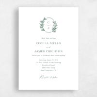 Green Wedding Invitation - Vinehall Portrait