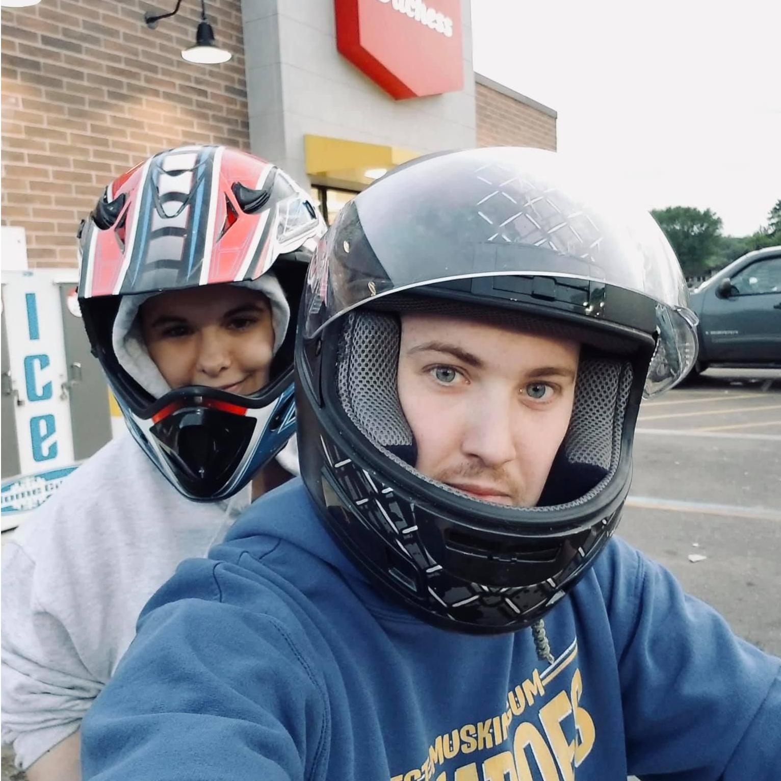 Our first time on the motorcycle together