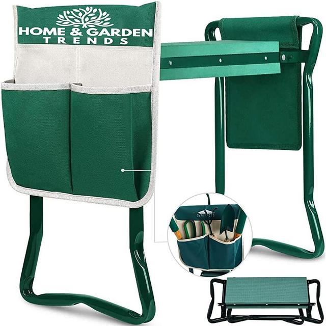H> Garden Kneeler and Seat, Foldable Garden Stool Heavy Duty Gardening Bench for Kneeling and Sitting to Prevent Knee & Back Pain, Great Gift For Gardeners, Grandparents, Mom & Dad