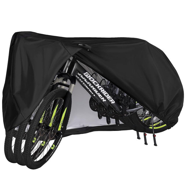 Puroma Bike Cover for 3 Bikes, Outdoor Waterproof Bicycle Covers Rain Sun UV Dust Wind Proof with Lock Hole for Mountain Road Electric Bike (Basic Black)