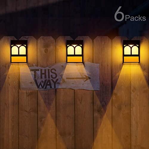 Solar Deck Lights, Led Outdoor Garden Decorative Wall Mount Fence Post Lighting, 6 Packs