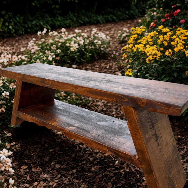 Rustic Garden Bench—Handcrafted Elegance for Your Outdoor Sanctuary
