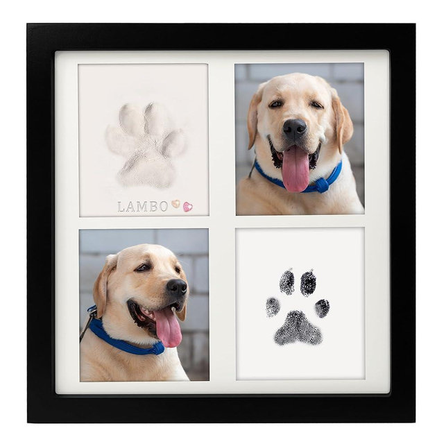 MYPAWLETS Ink & Clay Paw Print Kit for Dog Cat,Clean-Touch Ink Pad & Soft Clay,Pet Paw Print Impression Kit Large Area,Keepsake Frame for 1-2 Pets,Cat/Dog Gifts