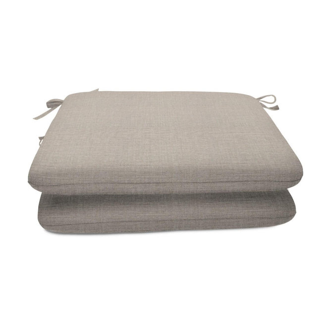 Casual Cushion Solid Sunbrella Fabric 2-Piece Indoor/Outdoor Seat Pad Cushion, 18"W x 18"L, Cast Silver