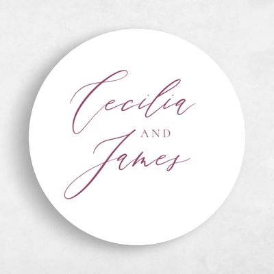 Deep Magenta, Purple Wedding Sticker - Seville