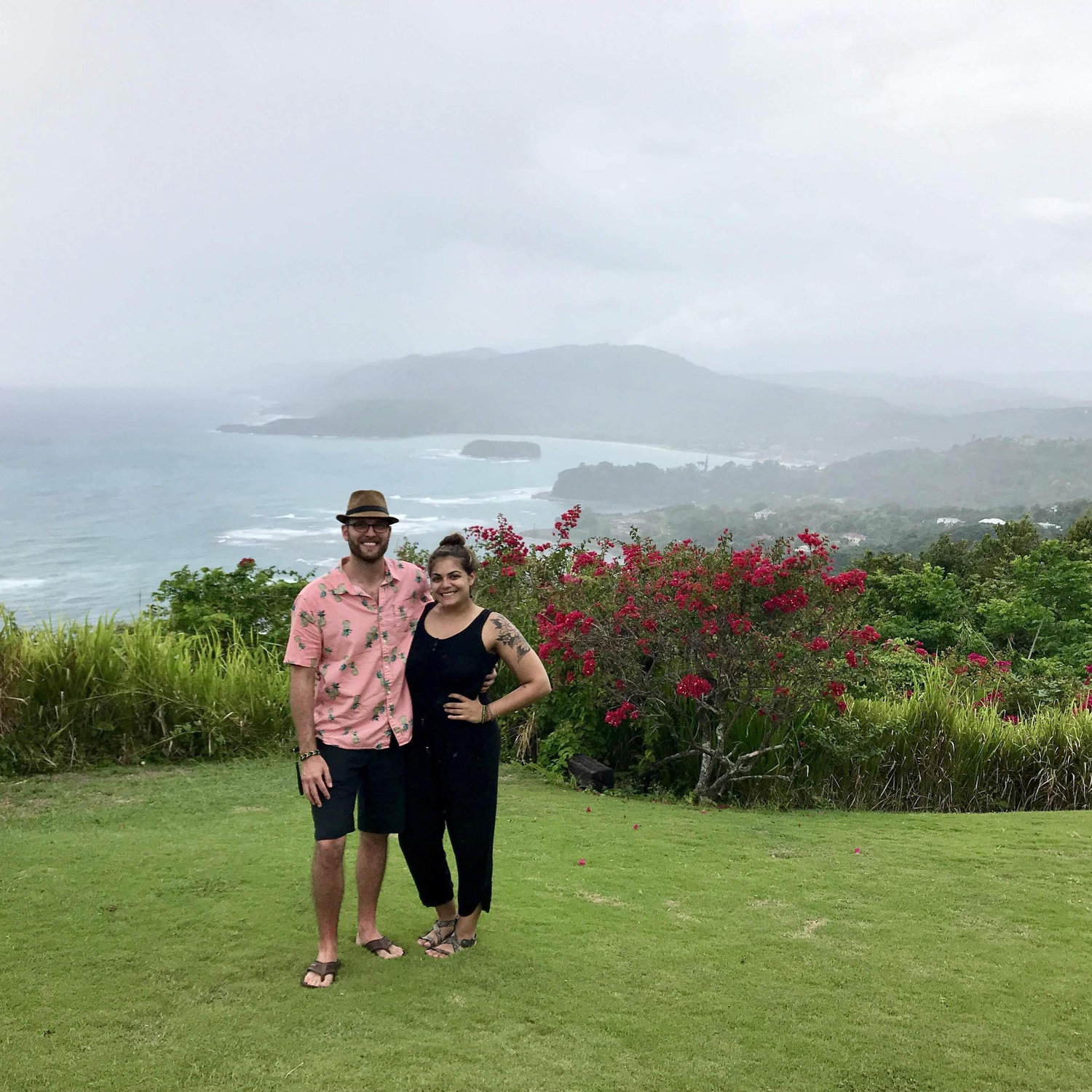 Our first big trip we planned together to Jamaica. This was at the most beautiful lookout called Firefly Estate in Oracabessa.