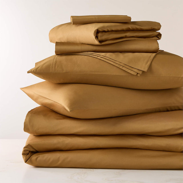 Classic Organic Cotton Sateen 520 Thread Count Smoked Amber King Bedding Set