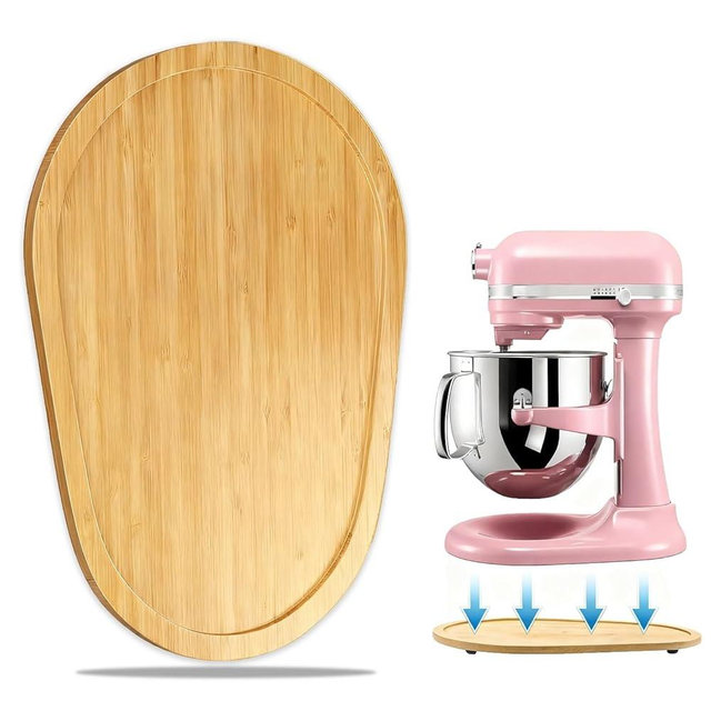 Bamboo Mixer Slider Compatible with KitchenAid 5-8 Qt Bowl Lift Stand Mixer, Appliance Sliding Mat Accessories and Attachments for Kitchen Aid, Countertop Moving Tray