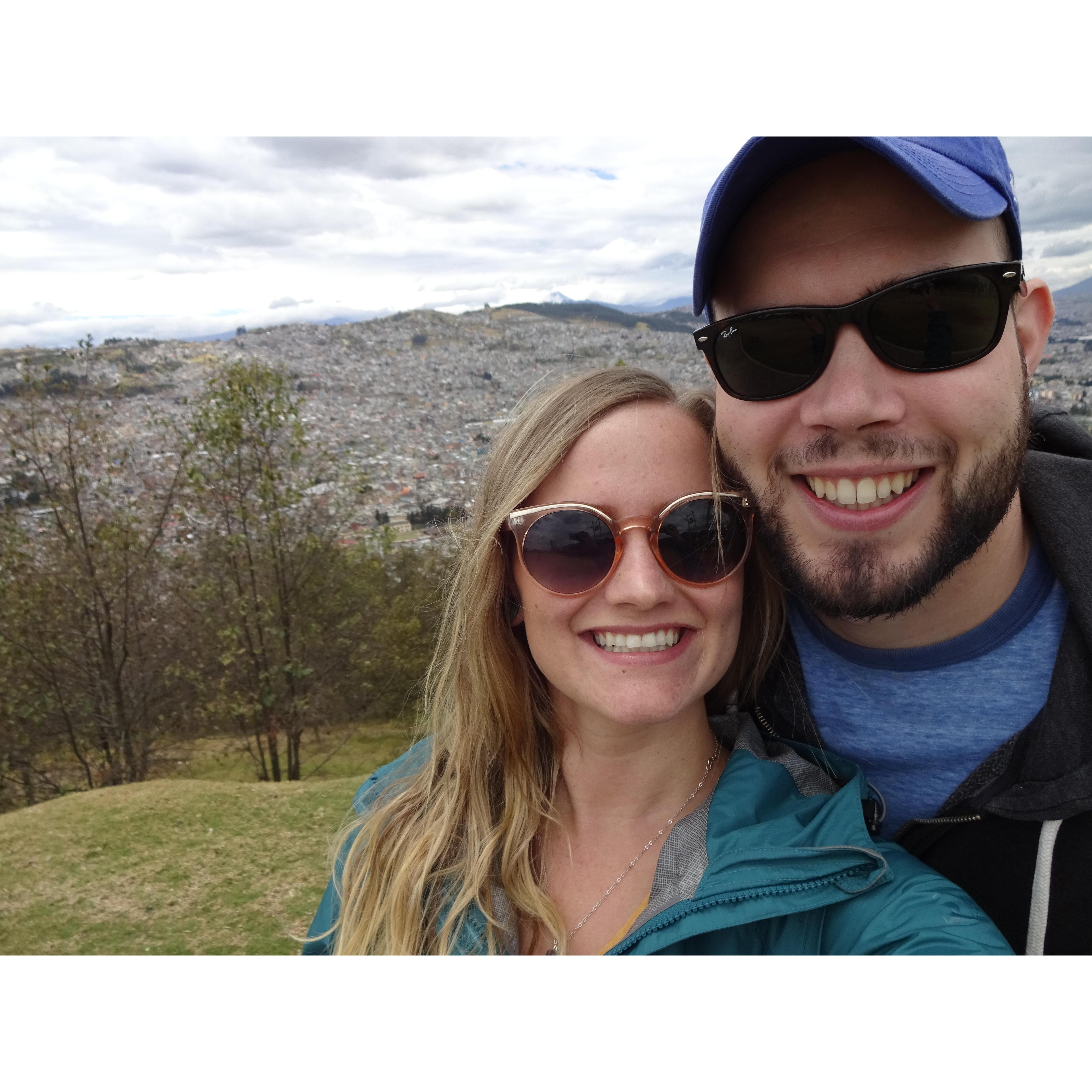 On our first overseas trip together to Ecuador.
