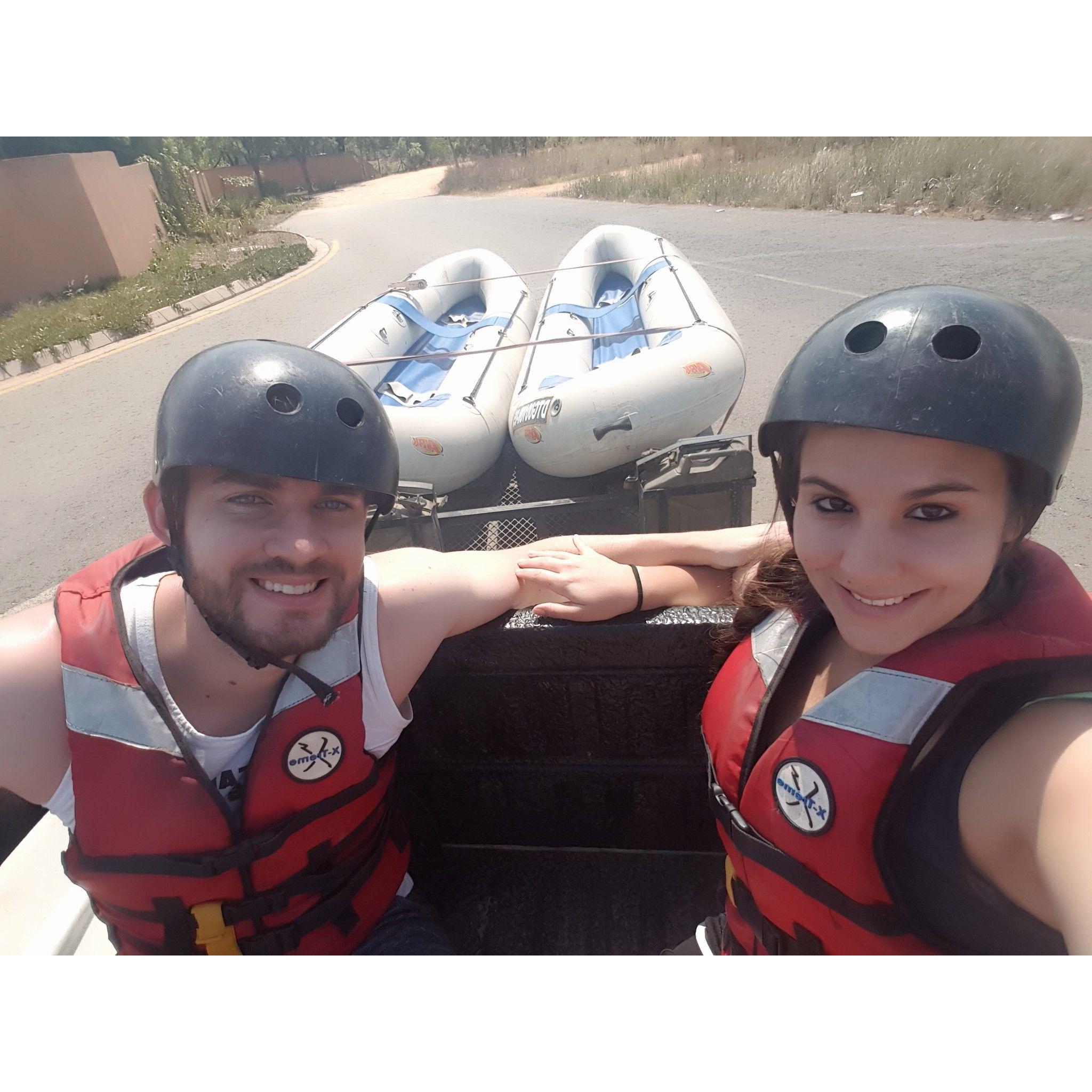 Smiles before I learnt Matthew cannot steer a Kayak.