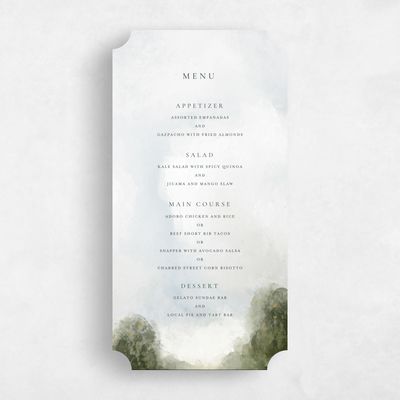 Green Ticket Wedding Menu - Carroway