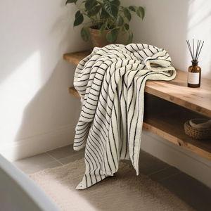 Jacquotha Black and White Striped Bath Towels Set of 2, Lighter & Quick Dry Towels Large 27.5 x 55 inches, Farmhouse for Bathroom, Pool, Shower
