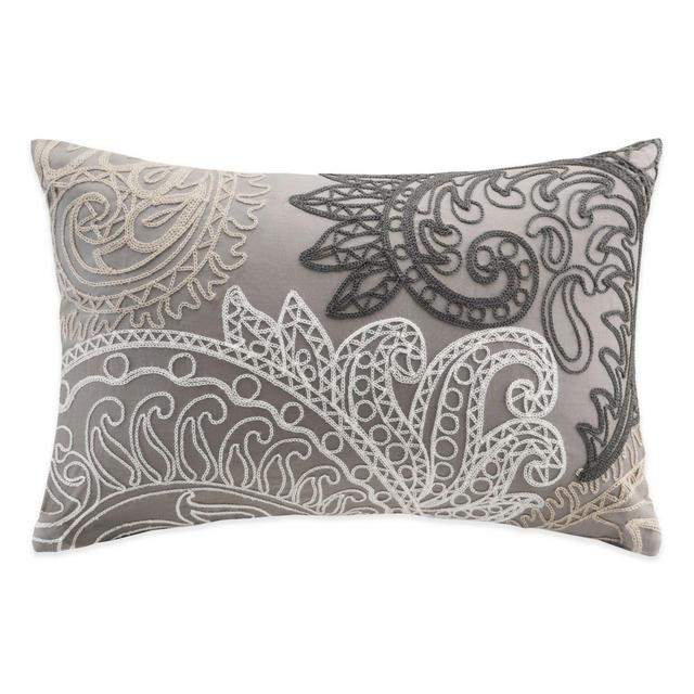 INK+IVY Kiran Embroidered Oblong Throw Pillow in Taupe