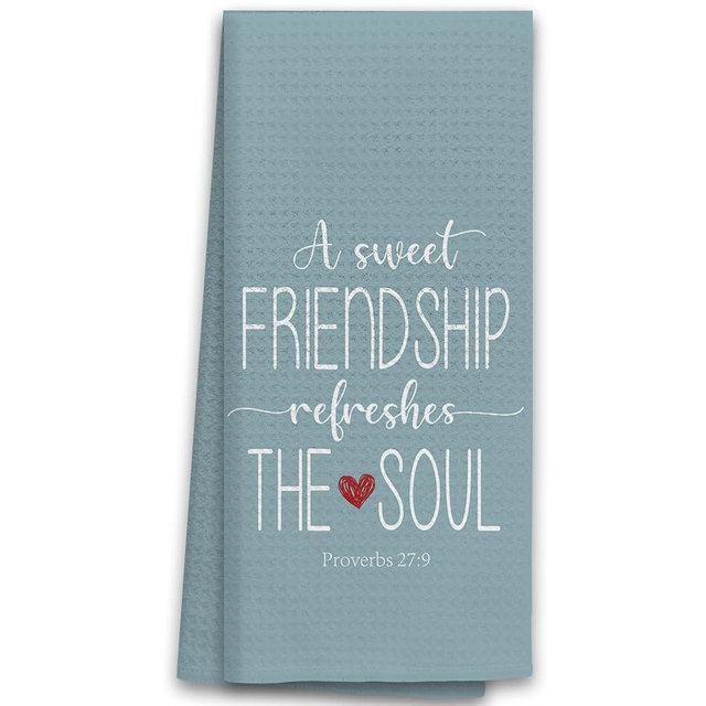 TNUW A Sweet Friendship Refreshes The Soul Kitchen Towels 16X24In, Gift for Friend Woman Dish Towels, Christian Gifts for Women Men, Friendship Gifts Hand Tea Towels for Kitchen Bathroom Decor(Blue)