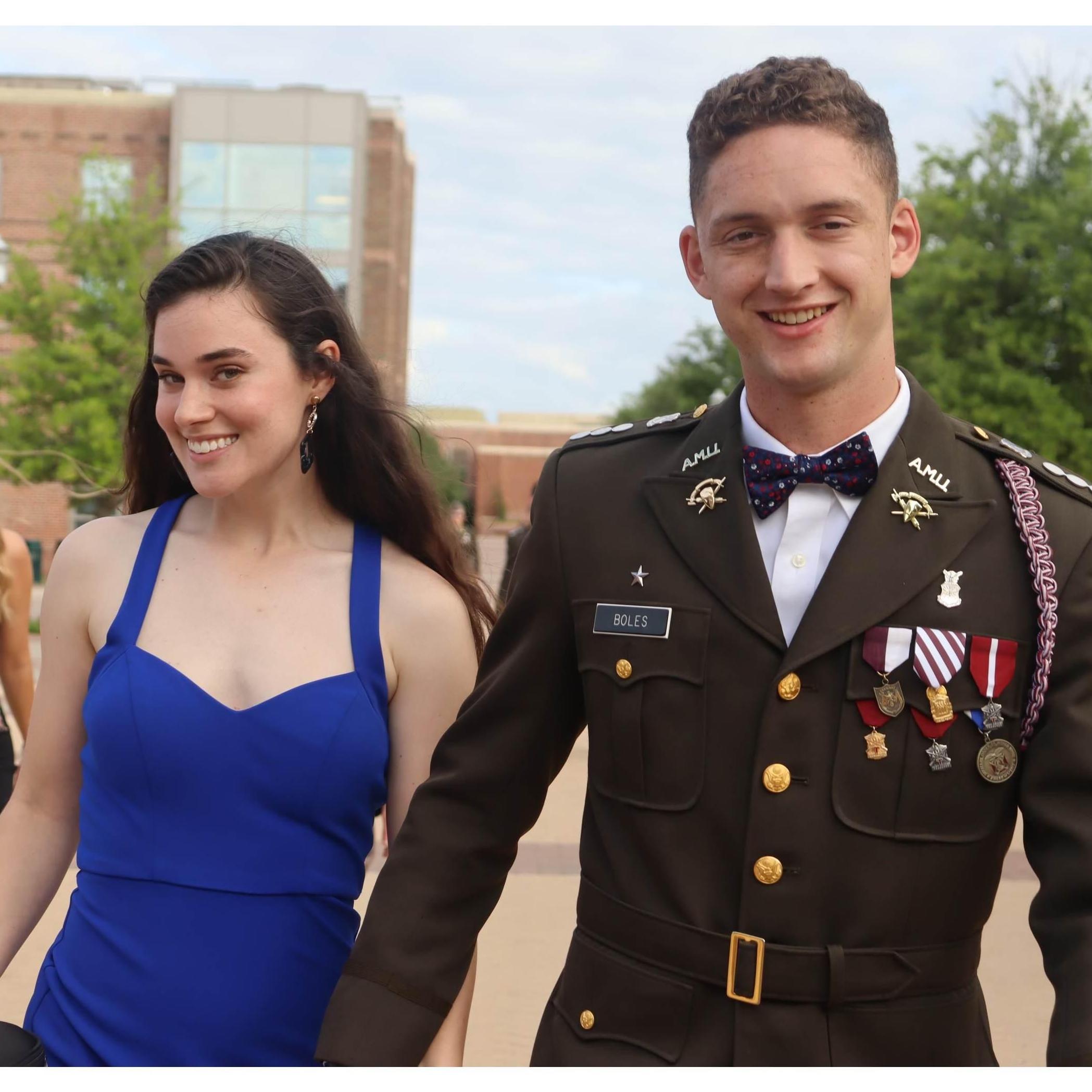 April 29, 2022 - We got dressed up for Senior Dining Out - the last big event for the Class of 2022 in the Corps (I got to be in a dress instead of uniform for this one)! Also...isn't he handsome??