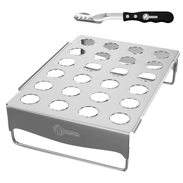 Jalapeno Grill Rack & Pepper Corer Tool - Large 24 Capacity Roaster - Holder Also For Cooking Chili or Chicken Legs & Wings Roasting on BBQ Smoker or Oven - Dishwasher Safe Stainless Steel Accessories