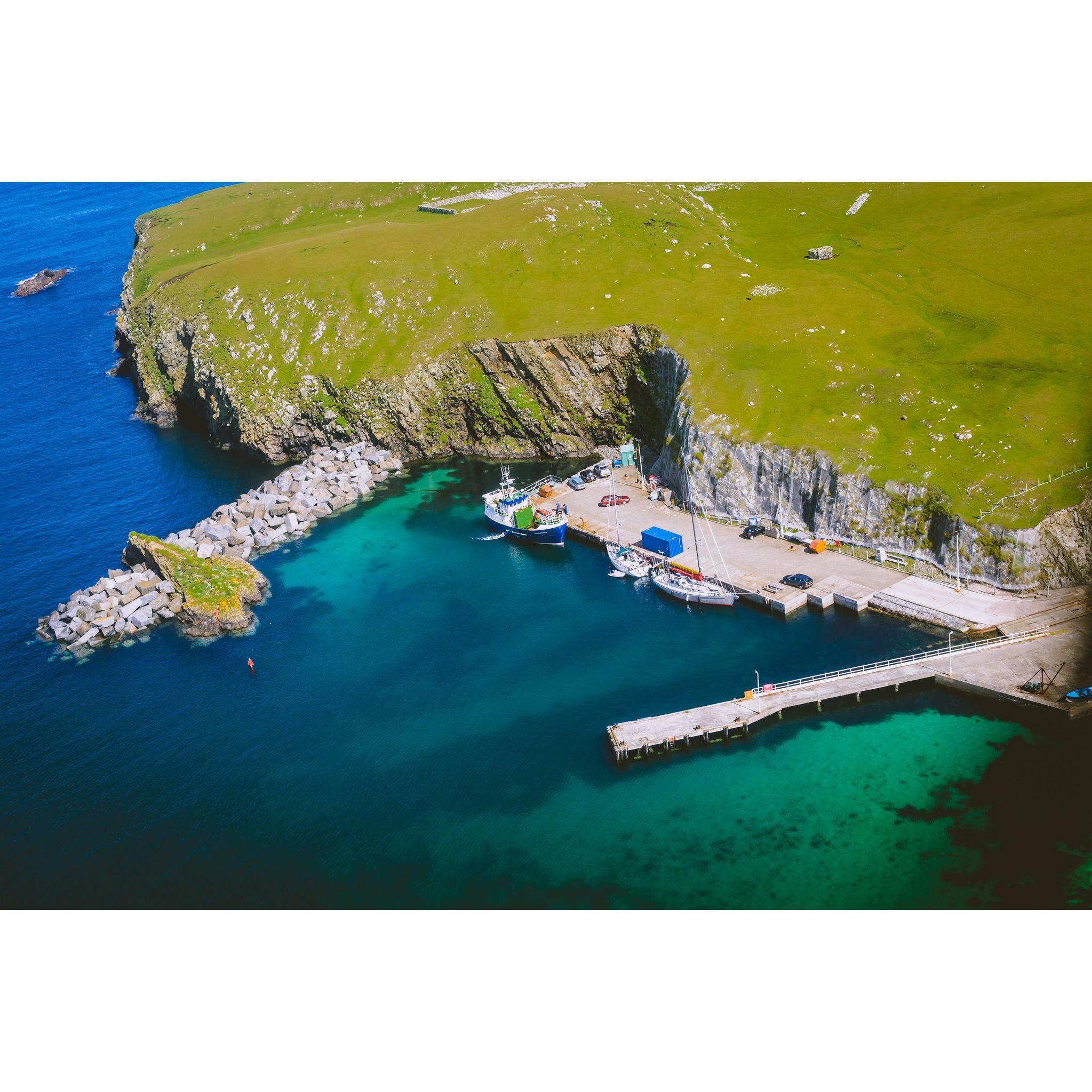 Aerial view of the Pier off North Haven where the Good Shepherd IV sails from.