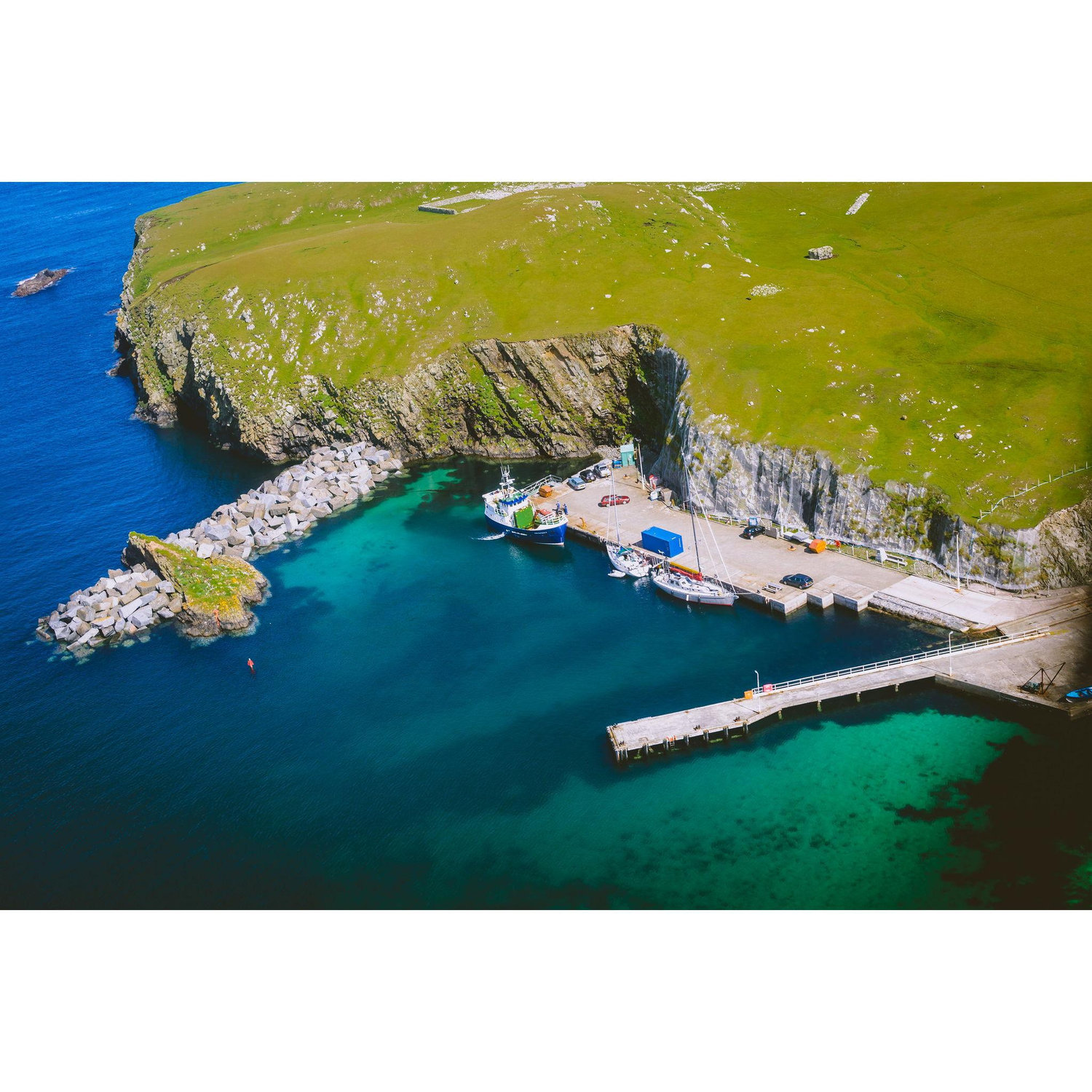 Aerial view of the Pier off North Haven where the Good Shepherd IV sails from.