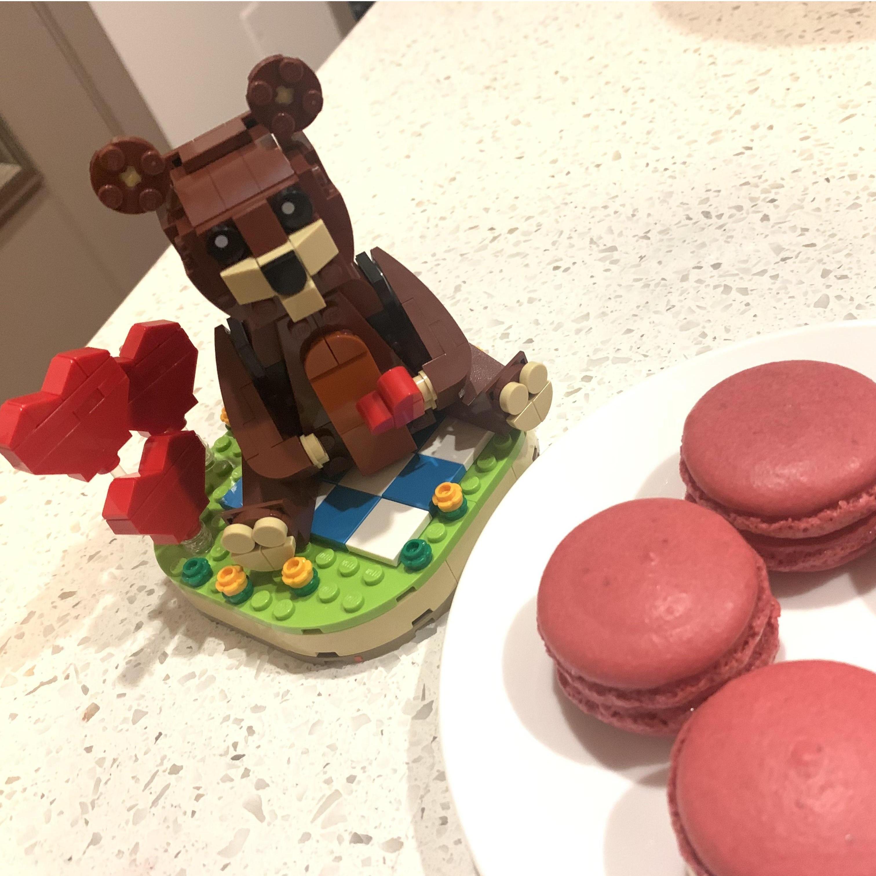 For our first Valentine's Day together, we made macarons together and built a valentine bear