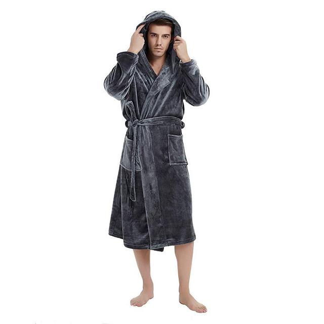 U2SKIIN Mens Hooded Robe, Plush Robes for Men Long Fleece Bathrobe