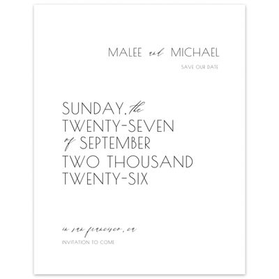 White Wedding Digital Save the Date - Fountaine Portrait
