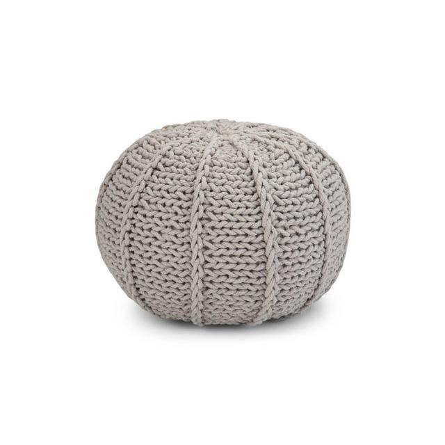 Fabian Transitional Round Hand Knit Pouf Gray - Wyndenhall