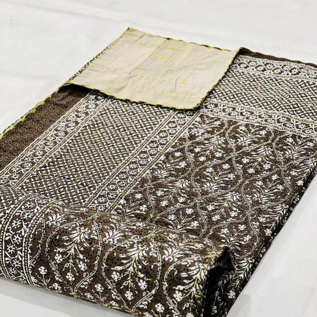 Best Selling Dark Brown Bedding Bedspread Queen size king Size Quilt WithnTwo 18x27 inches Pillows cover Free Hand Stitched Unique Design