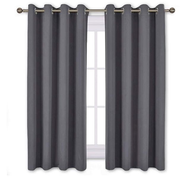 NICETOWN Bedroom Blackout Curtains Panels - Window Treatment Thermal Insulated Solid Grommet Blackout for Living Room (Set of 2 Panels, 52 by 54 Inch,Grey)