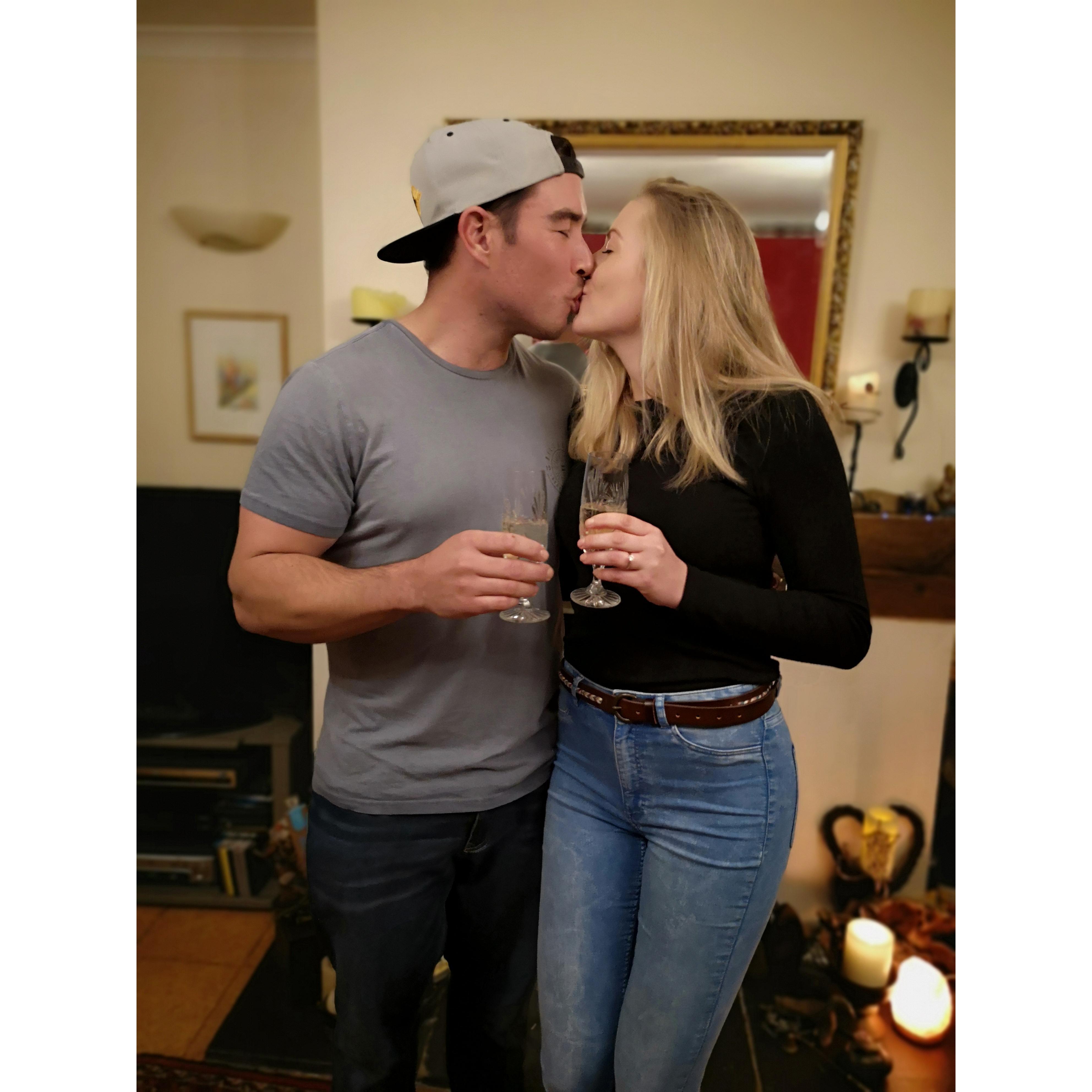 Celebratory champers at Mum's house after we told them the happy news!