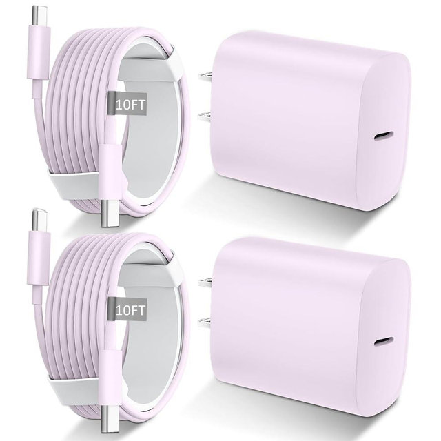 Phone 17 16 15 Charger Fast Charging Type C Chargers USB C Fast Charger Block & Phones 17 Charger Cord 10FT Long USB C Charging Cable for i.Phone 17/17 Pro/17 Pro Max/Air/Phone 16 15 Pro Max,Purple