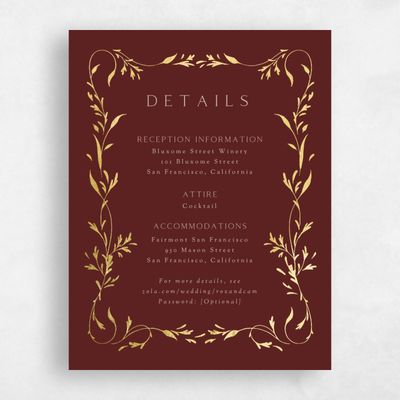 Maroon, Red Wedding Enclosure - Clarissa Foil