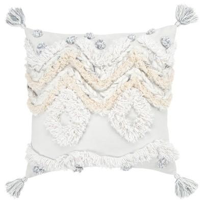 Geometric Decorative Filled Oversize Square Throw Pillow White - Rizzy Home