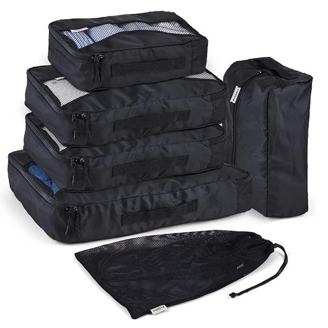 5 Piece Packing Cubes for Travel in Sizes (X-Large, Large, Medium, Small) by Pebbler | Organizers for Suitcases, Carry Ons, Duffle Bags, Backpacks, Moving | Bonus Laundry Bag