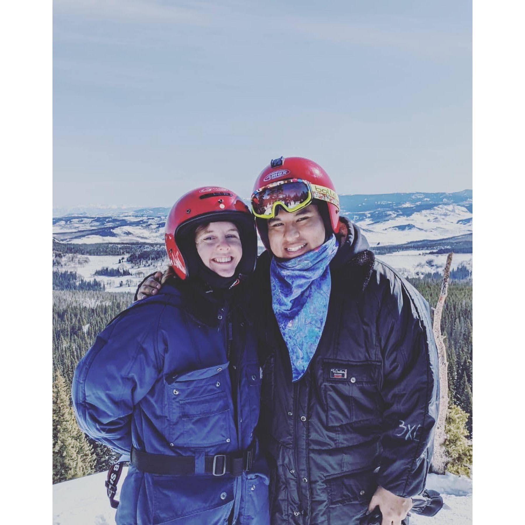 Skiing in Colorado with Elise's family.