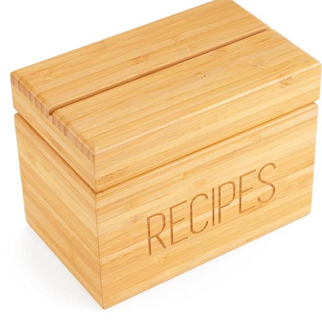 Apace Living Recipe Box with 50 Recipe Cards and Dividers - Vintage Style Sapele Wood 4x6 Recipe Holder Card Box - Exclusively from the Premier Collection - Fits 240 Cards