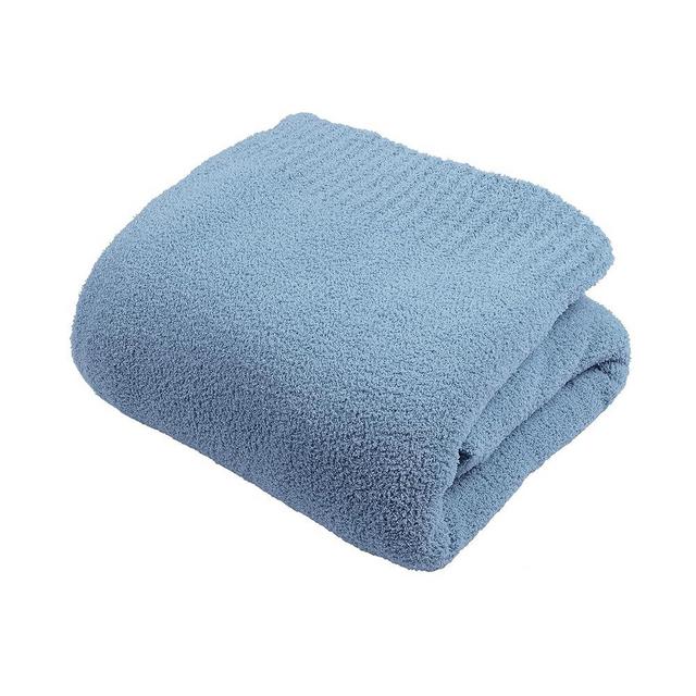 Knit Cozy Bed Blanket Plush Fuzzy Soft Blanket Queen Size Luxury Bed Blanket 90x90 Inches Dusty Blue
