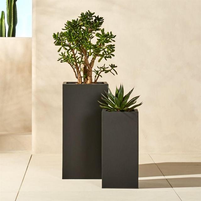 15.5x32 Galvanized Charcoal Grey Planter