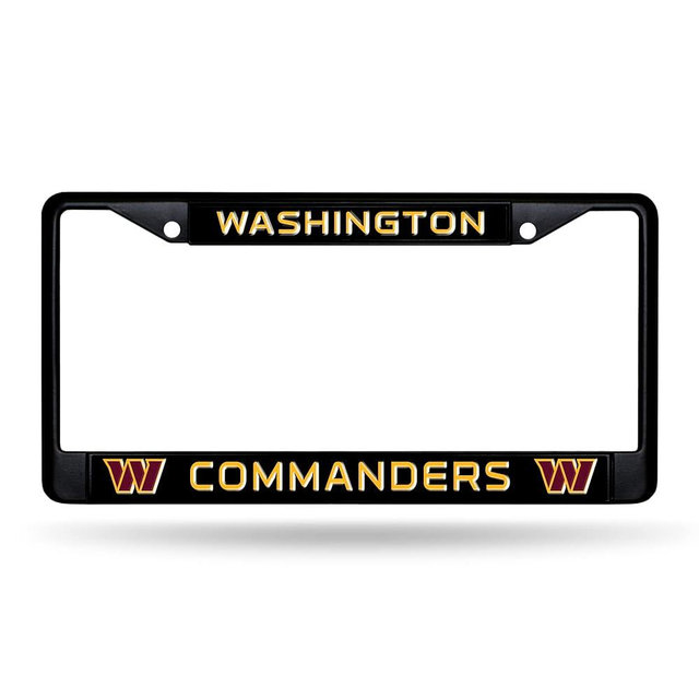 Rico Industries NFL Football Primary Black Chrome Frame with Plastic Inserts 12" x 6" Car/Truck Auto Accessory