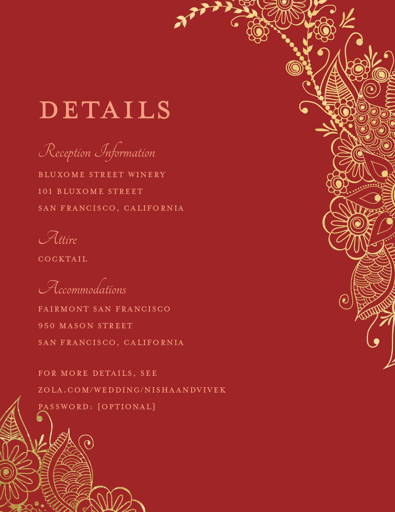 Sambac Foil | Wine | Zola Wedding Enclosure Cards