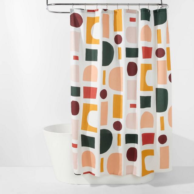 Microfiber Colorblock Large Striped Shower Curtain - Room Essentials™