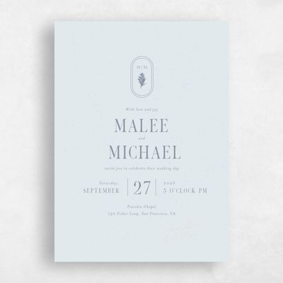 Ice, Blue Wedding Invitation - St Lucia Portrait