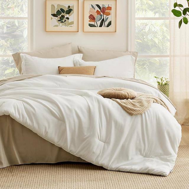 Bedsure White Comforter Set King Size, 7 Pieces Lightweight King Bedding Sets Boho, Bed in a Bag with Comforter, Sheets, Pillowcases & Shams