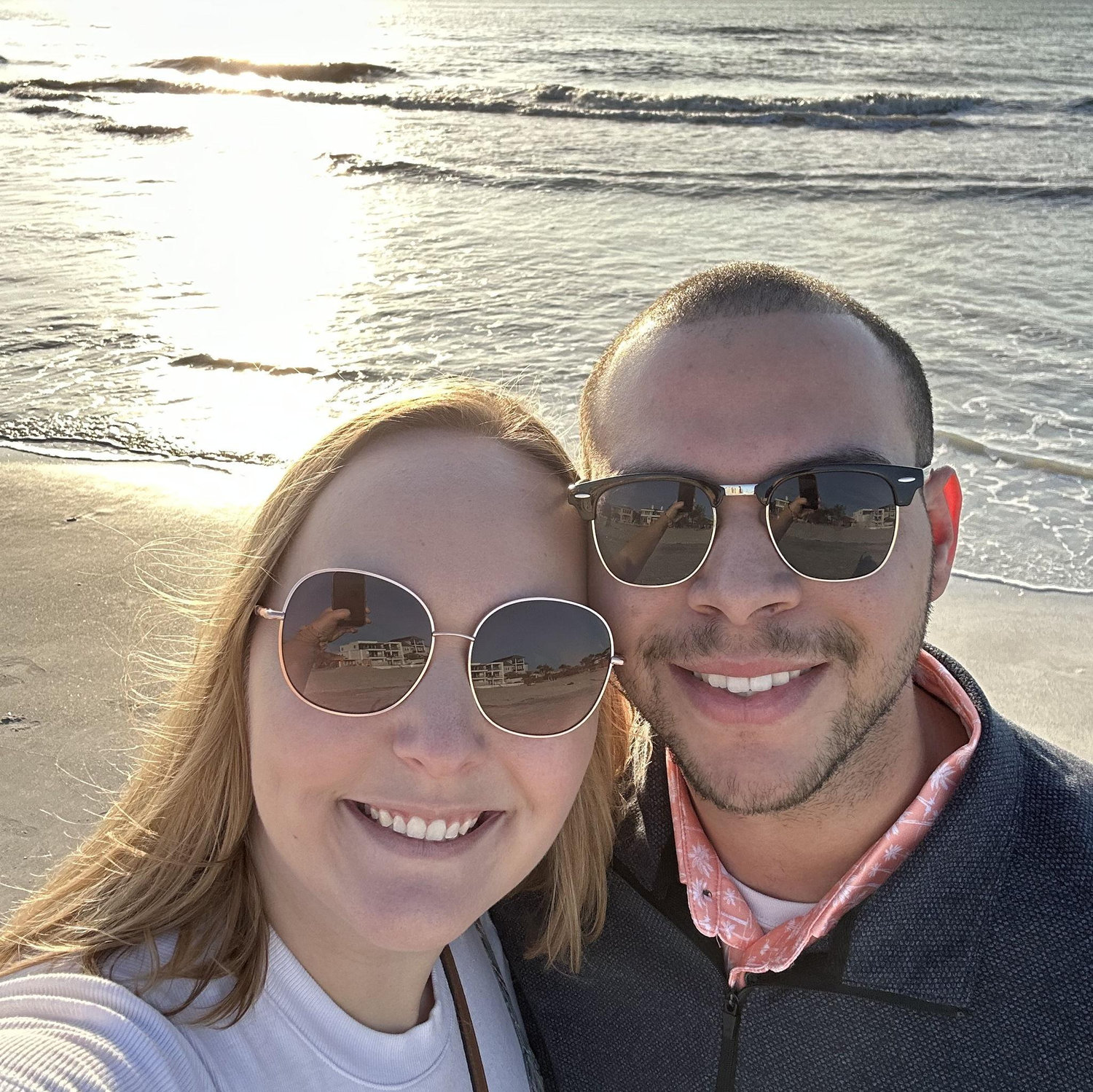 A selfie Val took moments before getting engaged having no idea what was about to happen!