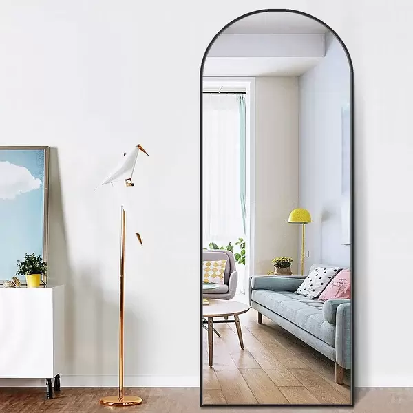 Dressing Mirror Arched Wall Mirror Standing, Leaning Hanging - Black