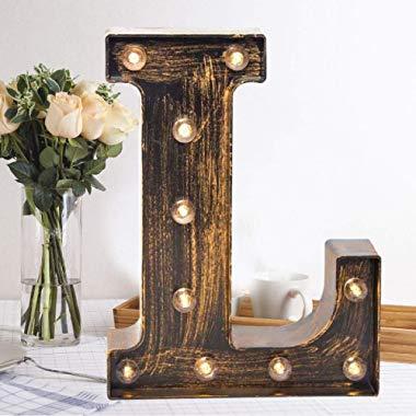 Oycbuzo Golden Black Led Marquee Letter – Industrial, Vintage Style Light Up Alphabet Letter Sign for Cafe Wedding Birthday Party Christmas Lamp Home Bar Initials Decor