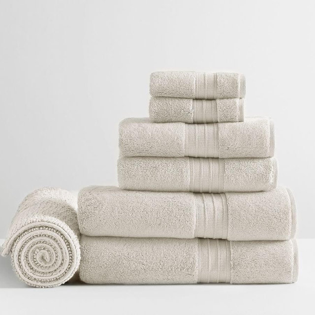Hydrocotton Organic Bath/Hand/Washcloth/Bath Mat, Heathered Oatmeal, Set of 7