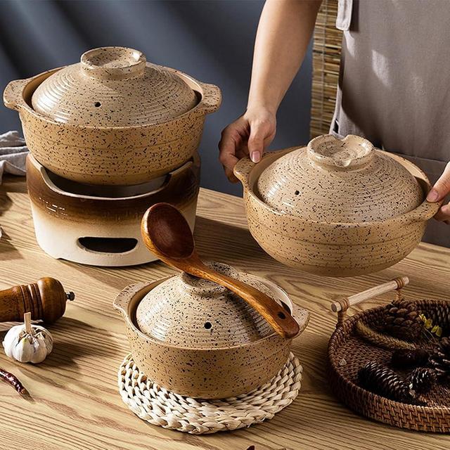 Ceramic Casserole Dish, Clay Pot, Earthen Pot Cookware with Lid for Dinner and Party, Stockpot for Stew, Soup, Steam, Bakeand Serve Oven Safe-Heat Resistant(2.8 QT)